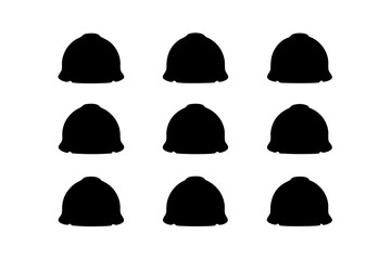 Safety helmet silhouette collection for climbing and outdoor protection vector illustration