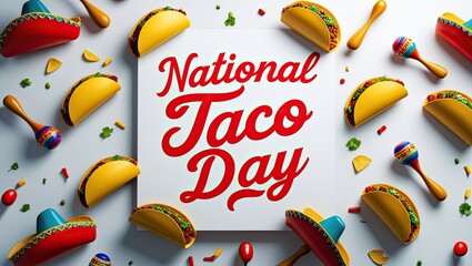 Vibrant National Taco Day Celebration Featuring Delicious Tacos and Festive Mexican Decorations