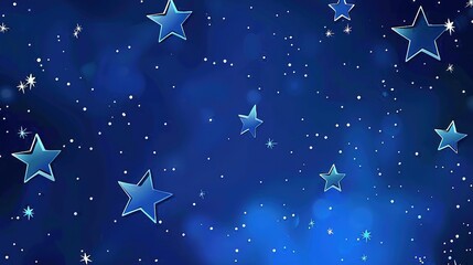 Whimsical Cosmos: Playful Cartoon Blue Space Backgrounds with Charming Star Illustrations for Creative Projects