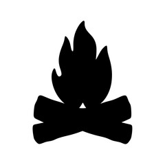 Campfire silhouette for outdoor camping and survival vector illustration