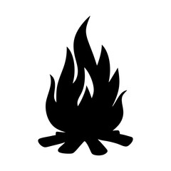 Campfire silhouette for outdoor camping and survival vector illustration