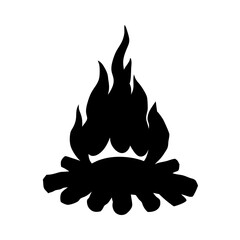 Campfire silhouette for outdoor camping and survival vector illustration