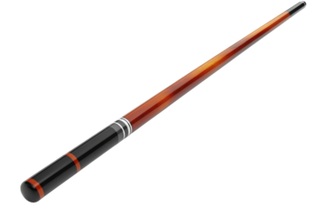 A polished cue stick poised for the perfect shot symbolizes precision focus and the quiet on transparent background