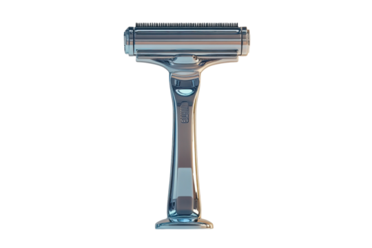 A pristine chrome razor symbol of modern grooming and sleek design reflecting a commitment to on transparent background