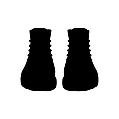 Hiking boots silhouette for trekking gear and outdoor adventure vector illustration