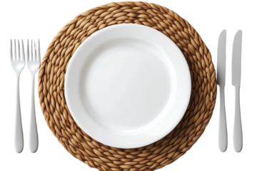 A pristine white plate ready for a family feast or an elegant solo dinner inviting warmth with on transparent background