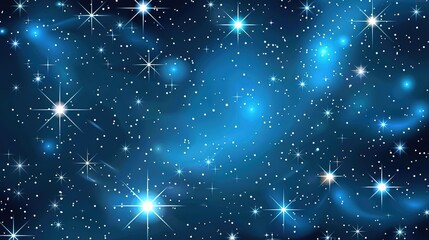 Obraz premium Whimsical Cosmos: Playful Cartoon Blue Space Backgrounds with Charming Star Illustrations for Creative Projects