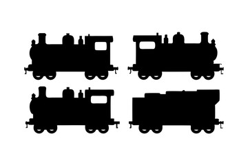 Steam locomotive train silhouette set vector illustration