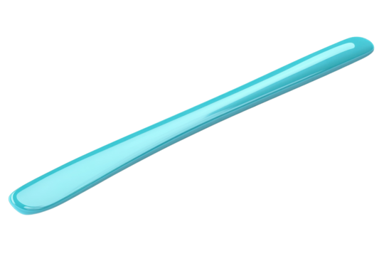 A smooth translucent aqua blue rod elegantly angled as a symbol of modern design and on transparent background