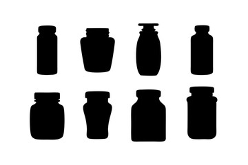 Minimalist jar or container silhouette set vector illustration