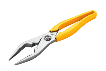 Obraz premium A sturdy pair of shiny metal pliers ready for precision work with bright yellow ergonomic on transparent background
