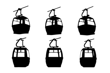 Gondola cable car lift silhouette set vector illustration © Emon