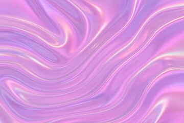 Abstract holographic liquid folds in shimmering pastel pink and violet, glassy finish with soft metallic reflections, digital surreal design