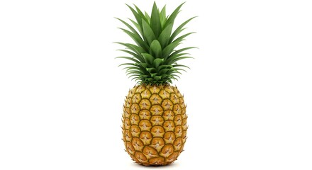 Whole Ripe Pineapple Isolated on White Background