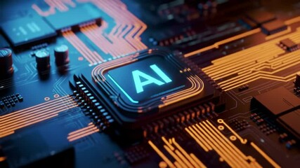 Modern technology innovation showcasing AI chip and circuit design in vibrant colors