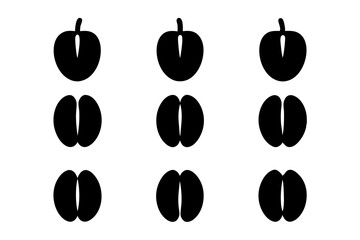 Cherry fruit minimalist silhouette set vector illustration