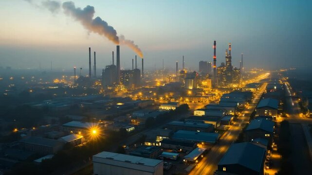 big industrial district on the outskirts of the city