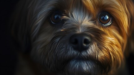 Close-Up Portrait of a Cute Dog with Soft Fur and Expressive Eyes