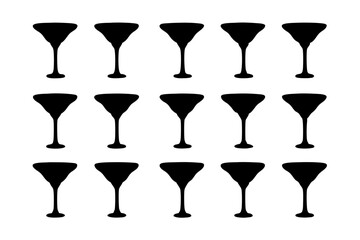 Martini glass with olive black silhouette series vector illustration