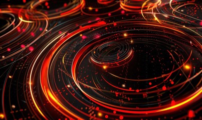 Obraz premium Abstract Red Orange Circles Technology Background