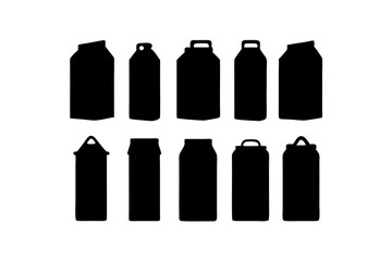 Milk carton black silhouette icon isolated on white vector illustration