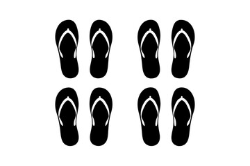 Pair of black flip flops on white background vector illustration