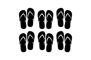 Pair of black flip flops on white background vector illustration