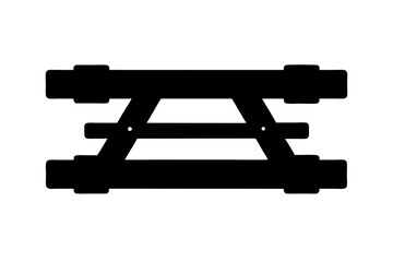 Picnic table black silhouette icon isolated on white vector illustration