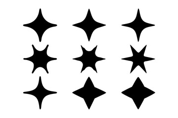 Pointed star shape sparkle silhouette design pack vector illustration