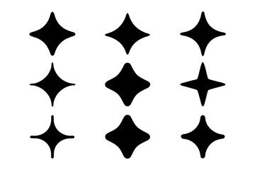 Pointed star shape sparkle silhouette design pack vector illustration