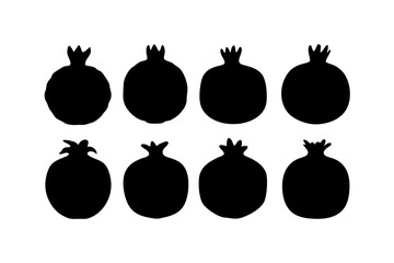 Pomegranate fruit silhouette collection vector illustration