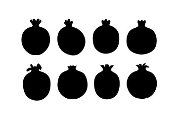 Pomegranate fruit silhouette collection vector illustration
