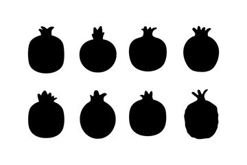 Pomegranate fruit silhouette collection vector illustration