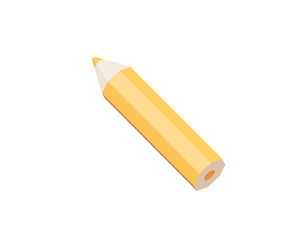 3D Yellow Realistic Pencil. Office supplies. School and education. Wooden object for writing and drawing. Cartoon design element isolated