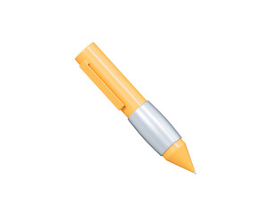 3D Yellow Stationery Pen. Office supplies. School and education. Cartoon design element isolated
