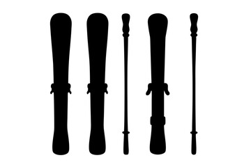Winter sports equipment silhouette set vector illustration