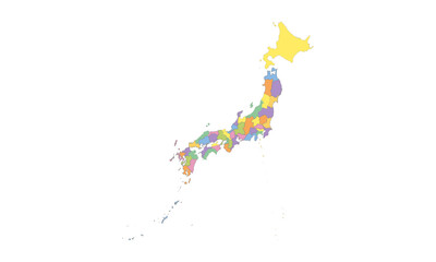Obraz premium Multicolor Map of Japan with Prefectures