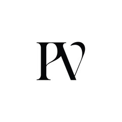 PV monogram logo design letter text name symbol monochrome logotype alphabet character simple logo