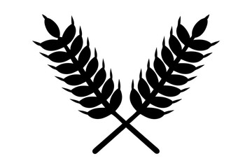 Wheat sprigs minimal design silhouette set vector illustration