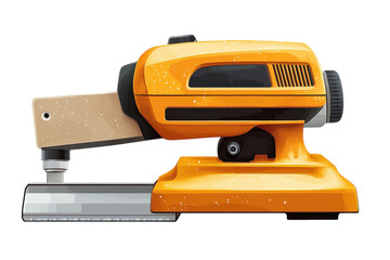 Fototapeta premium Captivating view of vintage electric planer tool in action creating smooth wooden surfaces on transparent background