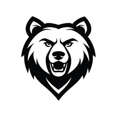 Stylized Bear Head Logo in Vintage Hand Drawn Style