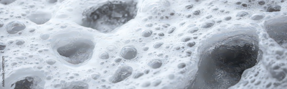 Poster close-up view of smooth ice with intricate frozen patterns and a glassy texture