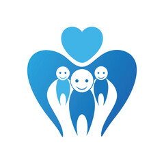 Vector Drawing of Family Tooth Logo with Heart Shape