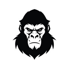 Vector Hand Sketch of Gorilla Head Front View
