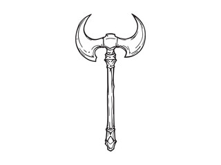 Minotaur Axe line art vector illustration