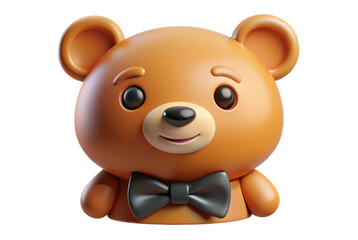 Fototapeta premium PNG Cute cartoon teddy bear with bow tie on white background