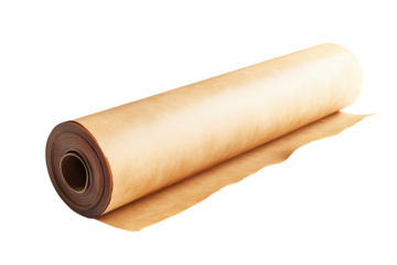 Crafting stories with a roll of parchment Imagine drafting on aged paper seeking inspiration on transparent background