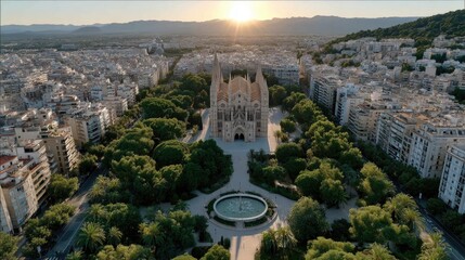 Aerial view of city cathedral park