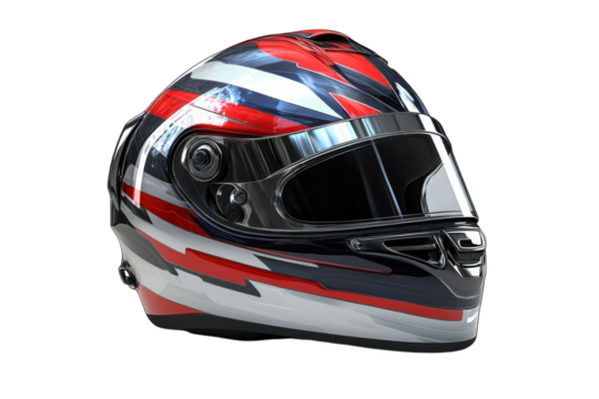 Driven by Passion A sleek racing helmet embodying speed and triumph against the stark black on transparent background