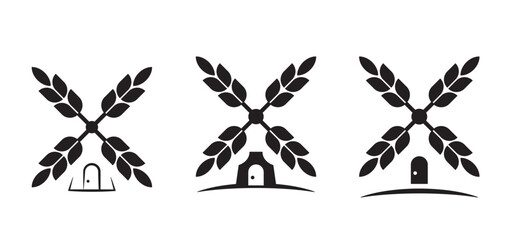vector collection of windmill silhouette icons. windmill silhouette vector,windmill icon symbol.
Windmill mill farm simple icon vector set